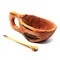 2.5-3”Dia Natural Olive Wood Handcarved Small Bowl with Spoon Rustic Kitchen Serving Bowl
